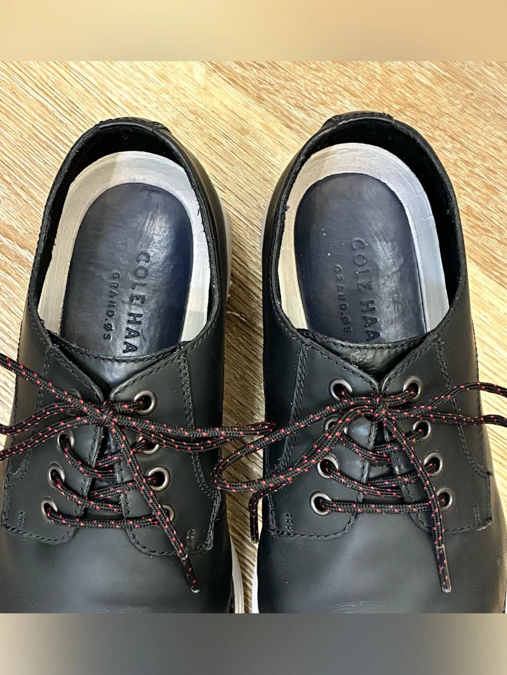 Cole Haan Original Grand Plain Toe Derby Shoes Black Matte Leather Men’s 8 W